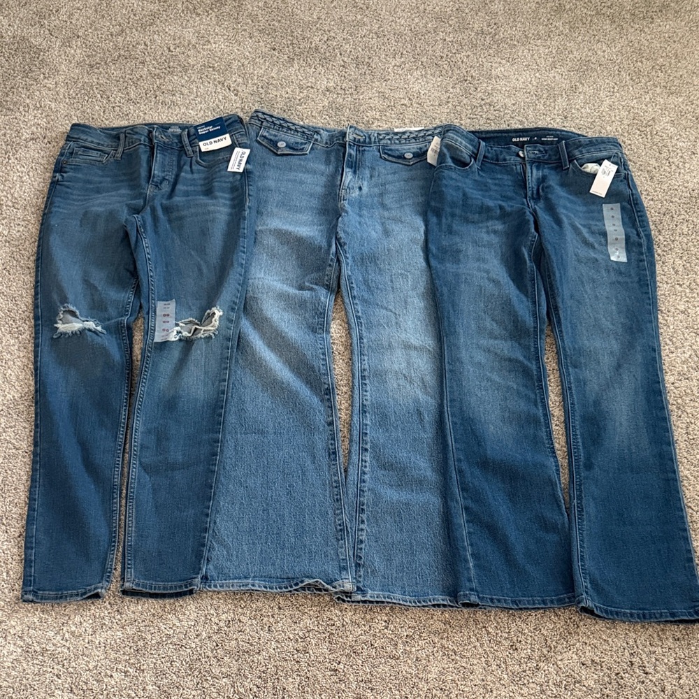 Old Navy Lot of 3 Blue Denim Jeans - Mixed Washes NWT (Sizes 0, Girls 18, 00)